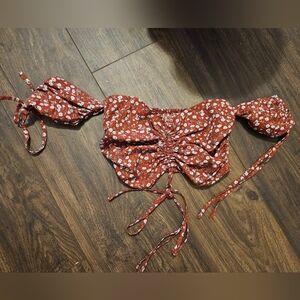 Floral Tie Up Crop Top with Belle Sleeves